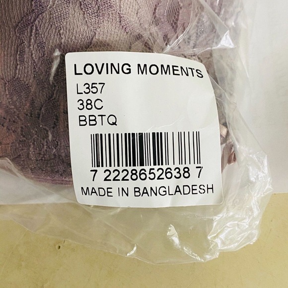 Loving Moments by Leading Lady 38C Nursing Bra Lavender‎ Lace Underwire Padded - Picture 8 of 8